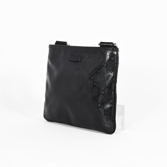 Gucci Black GG Imprimé Messenger Bag with Adjustable Strap - Picture 4 of 11